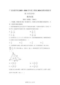 四川省广安市加德学校2025-2026学年高二上学期期末模拟(1月月考)数学试题【含答案】