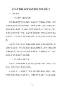 城市地下管網老化更新改造專項債項目資金申請報告