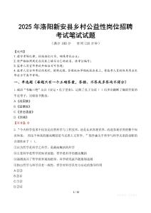 2025年洛陽新安縣鄉村公益性崗位招聘筆試真題