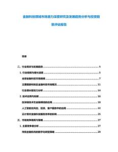 金融科技领域市场潜力深度研究及发展趋势分析与投资前景评估报告