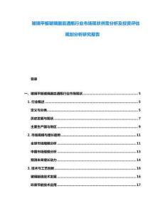 玻璃平板玻璃器皿酒瓶行业市场现状供需分析及投资评估规划分析研究报告
