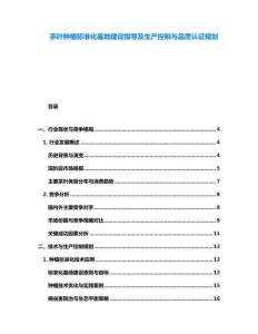 茶葉種植標準化基地建設(shè)指導(dǎo)及生產(chǎn)控制與品質(zhì)認證規(guī)劃
