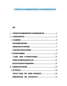 計算機軟件開發潛藏問題診斷及行業商務拓展深度文獻