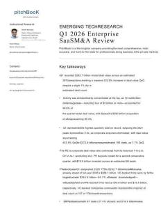 PitchBook-2026年第一季度企业SaaSM&A回顾 EMERGING TECH RESEARCH Q1 2026 Enterprise SaaS M&A Review页