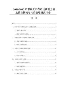 2026-2030口罩用无纺布市场前景分析及投资策略与风险管理研究报告