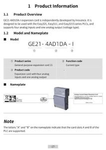 INOVANCE匯川GE21-4AD1DA-I模擬量輸入輸出電流型擴展卡英文用戶手冊
