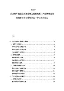 2025-2030汽车制造业市场趋势发展预预测与产业整合成功案例解析及行业特点进一步认识的报告