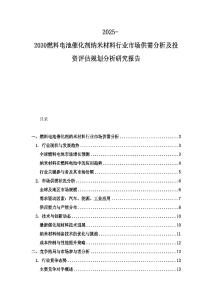 2025-2030燃料电池催化剂纳米材料行业市场供需分析及投资评估规划分析研究报告