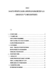 2025-2030汽车零部件行业核心材料供应风险政策受控与企业商业化生产方案优化研究报告