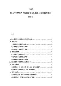 2025-2030汽车零部件供应链管理分析投资分险把握发展对策研究