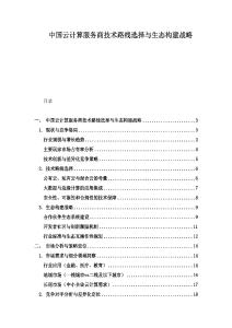 中国云计算服务商技术路线选择与生态构建战略
