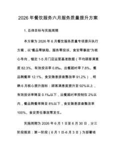 2026年餐饮服务六月服务质量提升方案