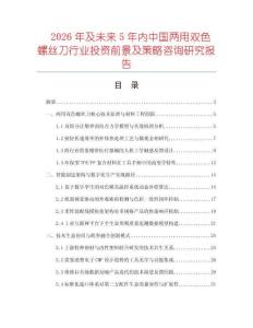 2026年及未來5年內(nèi)中國兩用雙色螺絲刀行業(yè)投資前景及策略咨詢研究報告