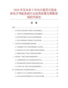 2026年及未來5年內中國靈巧型語音電子導航系統行業投資前景及策略咨詢研究報告