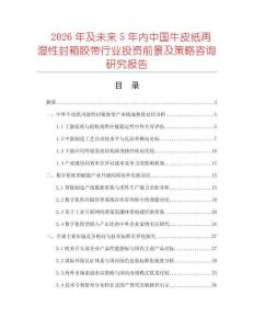 2026年及未來(lái)5年內(nèi)中國(guó)牛皮紙?jiān)贊裥苑庀淠z帶行業(yè)投資前景及策略咨詢研究報(bào)告