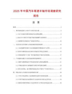 2025年中國汽車等速半軸市場調查研究報告