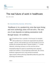 mckinsey -醫(yī)療行業(yè)真正的職場未來 The real future of work in healthcare