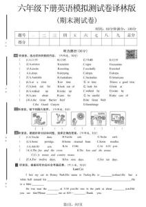 六年級（下）英語 期末模擬測試卷《譯林版》