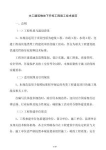 水工建筑物地下開挖工程施工技術規范