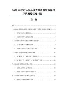 2026农村市场饮品消费升级特征与渠道下沉策略优化报告