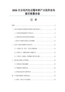 2026農(nóng)業(yè)現(xiàn)代化進(jìn)程中的產(chǎn)業(yè)鏈升級與投資前景報告