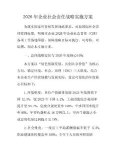 2026年企業社會責任戰略實施方案