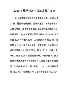2026年夏季旅游市场运营推广方案