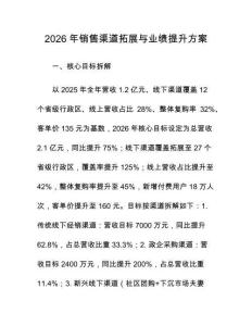 2026年銷售渠道拓展與業績提升方案