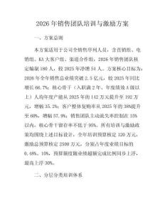2026年銷售團隊培訓與激勵方案