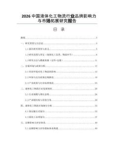 2026中國液體化工物流行業品牌影響力與市場拓展研究報告