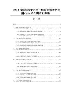 2026傳統制造業代工廠轉型高端防護裝備ODM的關鍵成功要素