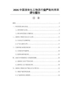 2026中國液體化工物流行業產能利用率評估報告