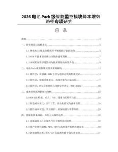 2026電池Pack級(jí)智能監(jiān)控模塊降本增效路徑專(zhuān)項(xiàng)研究