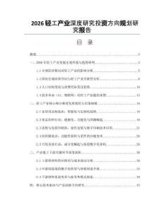 2026輕工產業深度研究投資方向規劃研究報告