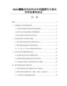 2026鋰電池回收網(wǎng)點(diǎn)布局經(jīng)濟(jì)性與梯次利用技術(shù)突破點(diǎn)