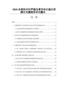 2026金属新材料产业技术突破企业在建项目投资对策研究报告