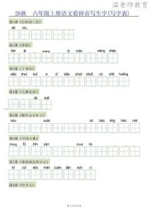 26秋語文六上【識字注音+看拼音寫詞語】專練