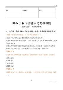 2025宁乡辅警试题