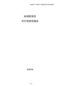 硅溶膠項目可行性研究報告（參考模板）