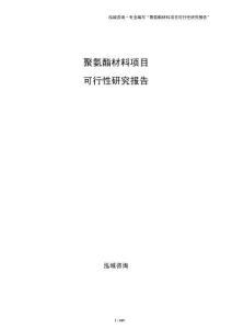 聚氨酯材料項目可行性研究報告