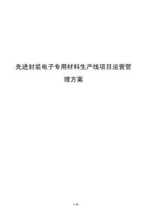 先進封裝電子專用材料生產(chǎn)線項目運營管理方案