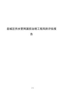 縣城區供水管網漏損治理工程風險評估報告