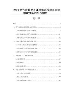 2026燃?xì)馄髽I(yè)ESG評(píng)價(jià)體系構(gòu)建與可持續(xù)發(fā)展實(shí)踐分析報(bào)告