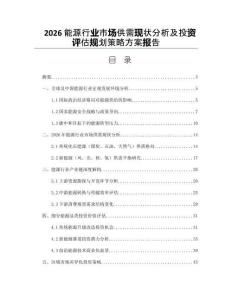 2026能源行业市场供需现状分析及投资评估规划策略方案报告