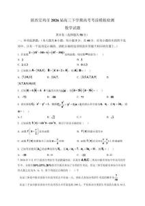 陜西寶雞市2026屆高三下學期高考考前模擬檢測數學試題