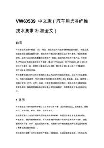 VW60539 中文版（汽车用光导纤维技术要求 标准全文）