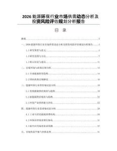 2026能源环保行业市场供需动态分析及投资风险评估规划分析报告