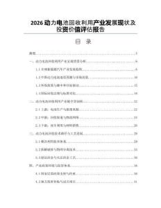 2026动力电池回收利用产业发展现状及投资价值评估报告