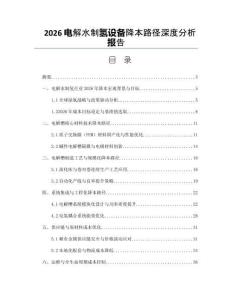 2026電解水制氫設(shè)備降本路徑深度分析報(bào)告