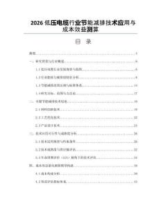 2026低壓電纜行業節能減排技術應用與成本效益測算
